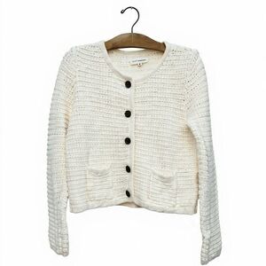 Lucky Brand Ivory Button-Up Cardigan Cottagecore Soft Girl Scandi Minimal